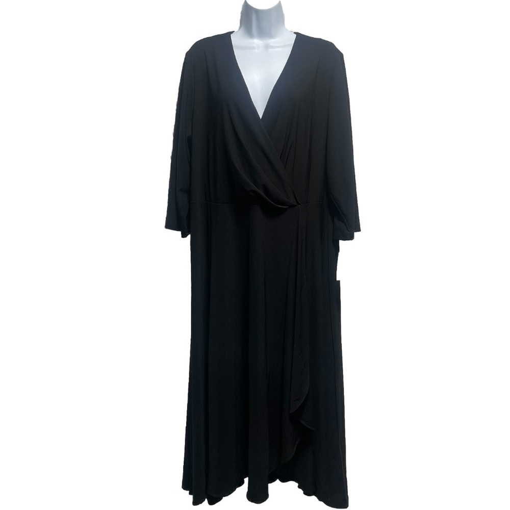 Taylor Woman Black V-Neck Surplice Top Dress 18W NWT